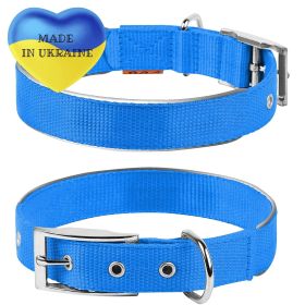 Blue Nylon Reflective Dog Adjustable Dog with Metal Buckle M size 15-18 inch Neck Heavy Duty