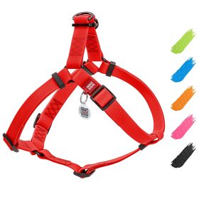 Waterproof Dog Harness Adjustable for Medium Dogs Heavy Duty Harness with Durable Metal Clasp Red Color M Size 20-32 inch