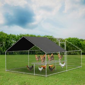 Large metal chicken coop, walk-in chicken coop, galvanized wire poultry chicken coop, rabbit duck coop with waterproof and UV protection cover for out