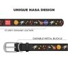 Leather Dog Collar for Small Medium Dogs NASA 8-11 in Neck x 0.5 in Wide Black Leather Buckle Dog Collar