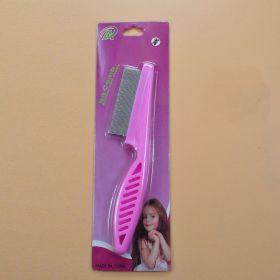 Pet Hair Removal Combs Grooming Brush Dog Cat Puppy Kitty Rabbit Massage Comb Flea Remover Home Pets Care Bath Cleaning Tool (Color: L Pink Card)