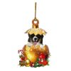 Christmas Cute Eggshell Dog 2D Acrylic Pendant, Unique Home and Christmas Tree Decoration