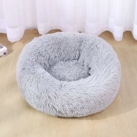 Dog Bed Super Soft Washable Long Plush Pet Kennel Deep Sleep Dog House Velvet Mats Sofa For Dog Basket Pet Cat Bed (Color: Light Gray, size: 50cm)