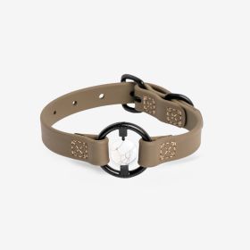 Luxury Spill-Proof Dog Collar Embedded with Healing Crystal (Color: Martini Olive, size: small)