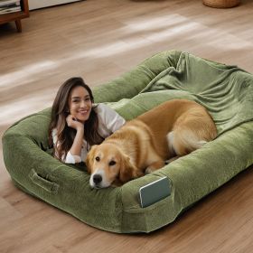 Extra Large Dog Bed, Human Dog Bed for Adult Instead of Foldable Air Mattress, 72"x48"x10" Washable Floor Beds Large Sized Dog Gifts with Handle, Blan (Style: 5 Pack)