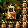 Christmas Cute Eggshell Dog 2D Acrylic Pendant, Unique Home and Christmas Tree Decoration